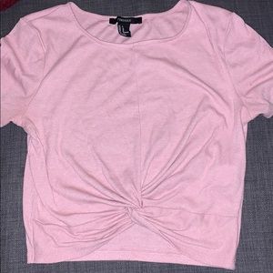 Pink knotted crop top